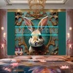 Rabbit Face Gold Frame
  Artistic Digital Wall Art Decor _107 - Image 2