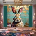 Rabbit Face Gold Frame
  Artistic Digital Wall Art Decor _109 - Image 2