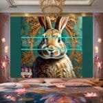 Rabbit Face Gold Frame
  Artistic Digital Wall Art Decor _111 - Image 2