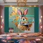 Rabbit
Face Gold Frame Artistic Digital Wall Art Decor _117 - Image 2