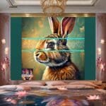 Rabbit Face Gold Frame
  Artistic Digital Wall Art Decor _119 - Image 2