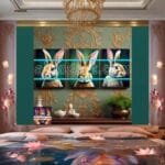 Rabbit
  Face Gold Frame Artistic Digital Wall Art Decor _12 - Image 2
