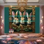 Rabbit Face Gold Frame
  Artistic Digital Wall Art Decor _14 - Image 2