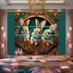Rabbit Face Gold Frame
  Artistic Digital Wall Art Decor _17 - Image 2