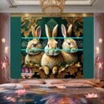 Rabbit Face Gold Frame
  Artistic Digital Wall Art Decor _21 - Image 3