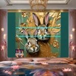 Rabbit Face Gold Frame
  Artistic Digital Wall Art Decor _25 - Image 2