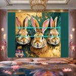 Rabbit
Face Gold Frame Artistic Digital Wall Art Decor _28 - Image 2