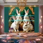 Rabbit Face Gold Frame
  Artistic Digital Wall Art Decor _03 - Image 2
