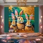 Rabbit Face Gold Frame
  Artistic Digital Wall Art Decor _32 - Image 2