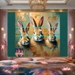 Rabbit Face Gold Frame
  Artistic Digital Wall Art Decor _38 - Image 2