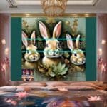 Rabbit Face Gold Frame
  Artistic Digital Wall Art Decor _43 - Image 2