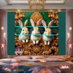 Rabbit
  Face Gold Frame Artistic Digital Wall Art Decor _48 - Image 2