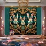Rabbit Face Gold Frame
  Artistic Digital Wall Art Decor _49 - Image 2