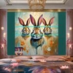 Rabbit Face Gold Frame
  Artistic Digital Wall Art Decor _51 - Image 2
