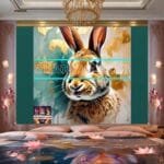 Rabbit Face Gold Frame
  Artistic Digital Wall Art Decor _61 - Image 2