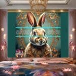 Rabbit Face Gold Frame
  Artistic Digital Wall Art Decor _62 - Image 2