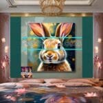 Rabbit Face Gold Frame
  Artistic Digital Wall Art Decor _64 - Image 2