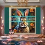 Rabbit Face Gold Frame
  Artistic Digital Wall Art Decor _68 - Image 2