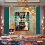 Rabbit Face Gold Frame
  Artistic Digital Wall Art Decor _69 - Image 2