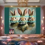 Rabbit Face Gold Frame
  Artistic Digital Wall Art Decor _07 - Image 2