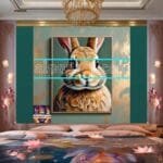 Rabbit Face Gold Frame
  Artistic Digital Wall Art Decor _80 - Image 2