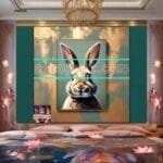 Rabbit
  Face Gold Frame Artistic Digital Wall Art Decor _82 - Image 2