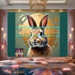 Rabbit Face Gold Frame
  Artistic Digital Wall Art Decor _84 - Image 2