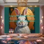 Rabbit
  Face Gold Frame Artistic Digital Wall Art Decor _88 - Image 2
