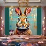 Rabbit Face Gold Frame
  Artistic Digital Wall Art Decor _90 - Image 2