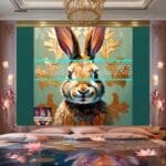 Rabbit
  Face Gold Frame Artistic Digital Wall Art Decor _91 - Image 2