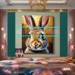 Rabbit Face Gold Frame
  Artistic Digital Wall Art Decor _93 - Image 2