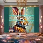 Rabbit Face Gold Frame
  Artistic Digital Wall Art Decor _94 - Image 2