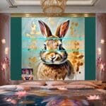 Rabbit Face Gold Frame
  Artistic Digital Wall Art Decor _95 - Image 2