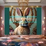 Rabbit Face Gold Frame
  Artistic Digital Wall Art Decor _96 - Image 2