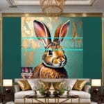 Rabbit
Face Gold Frame Artistic Digital Wall Art Decor _101 - Image 3