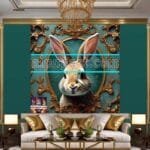 Rabbit Face Gold Frame
  Artistic Digital Wall Art Decor _107 - Image 3