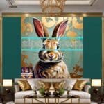 Rabbit Face Gold Frame
  Artistic Digital Wall Art Decor _109 - Image 3
