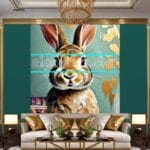 Rabbit Face Gold Frame
Artistic Digital Wall Art Decor _110 - Image 3