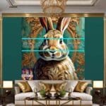 Rabbit Face Gold Frame
  Artistic Digital Wall Art Decor _111 - Image 3