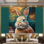 Rabbit
Face Gold Frame Artistic Digital Wall Art Decor _114 - Image 3