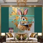 Rabbit
Face Gold Frame Artistic Digital Wall Art Decor _117 - Image 3