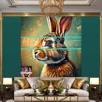 Rabbit Face Gold Frame
  Artistic Digital Wall Art Decor _119 - Image 3