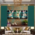 Rabbit
  Face Gold Frame Artistic Digital Wall Art Decor _12 - Image 3