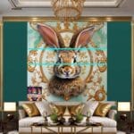 Rabbit
Face Gold Frame Artistic Digital Wall Art Decor _121 - Image 3