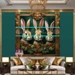 Rabbit Face Gold Frame
  Artistic Digital Wall Art Decor _14 - Image 3