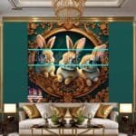 Rabbit Face Gold Frame
  Artistic Digital Wall Art Decor _17 - Image 3
