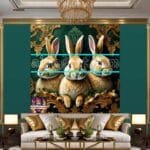 Rabbit Face Gold Frame
  Artistic Digital Wall Art Decor _21 - Image 2
