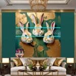 Rabbit Face Gold Frame
  Artistic Digital Wall Art Decor _24 - Image 3