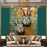 Rabbit Face Gold Frame
  Artistic Digital Wall Art Decor _25 - Image 3
