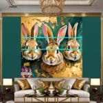 Rabbit
Face Gold Frame Artistic Digital Wall Art Decor _28 - Image 3